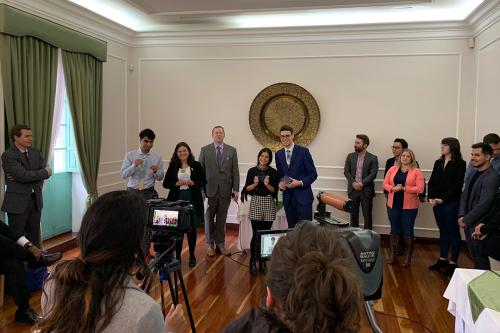 Peace Studies students at the what we owe award ceremonies