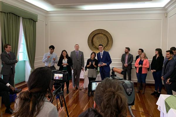 Peace Studies students at the what we owe award ceremonies